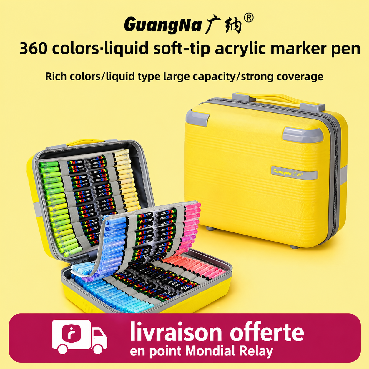 ✨ Valise 360 Feutres Acryliques GUANGNA. En stock.