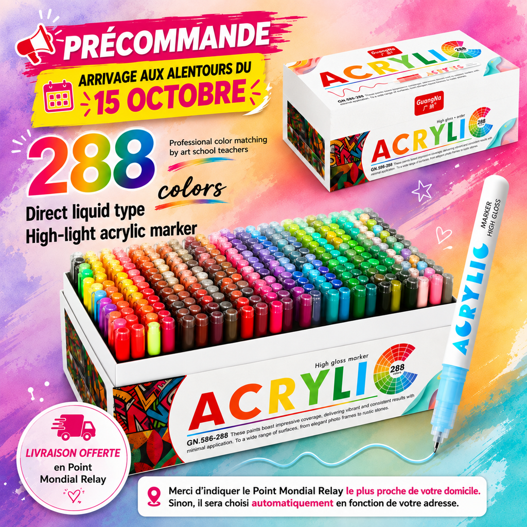 Boite de 288 feutres acryliques Guangna high gloss ( Attention précommande)