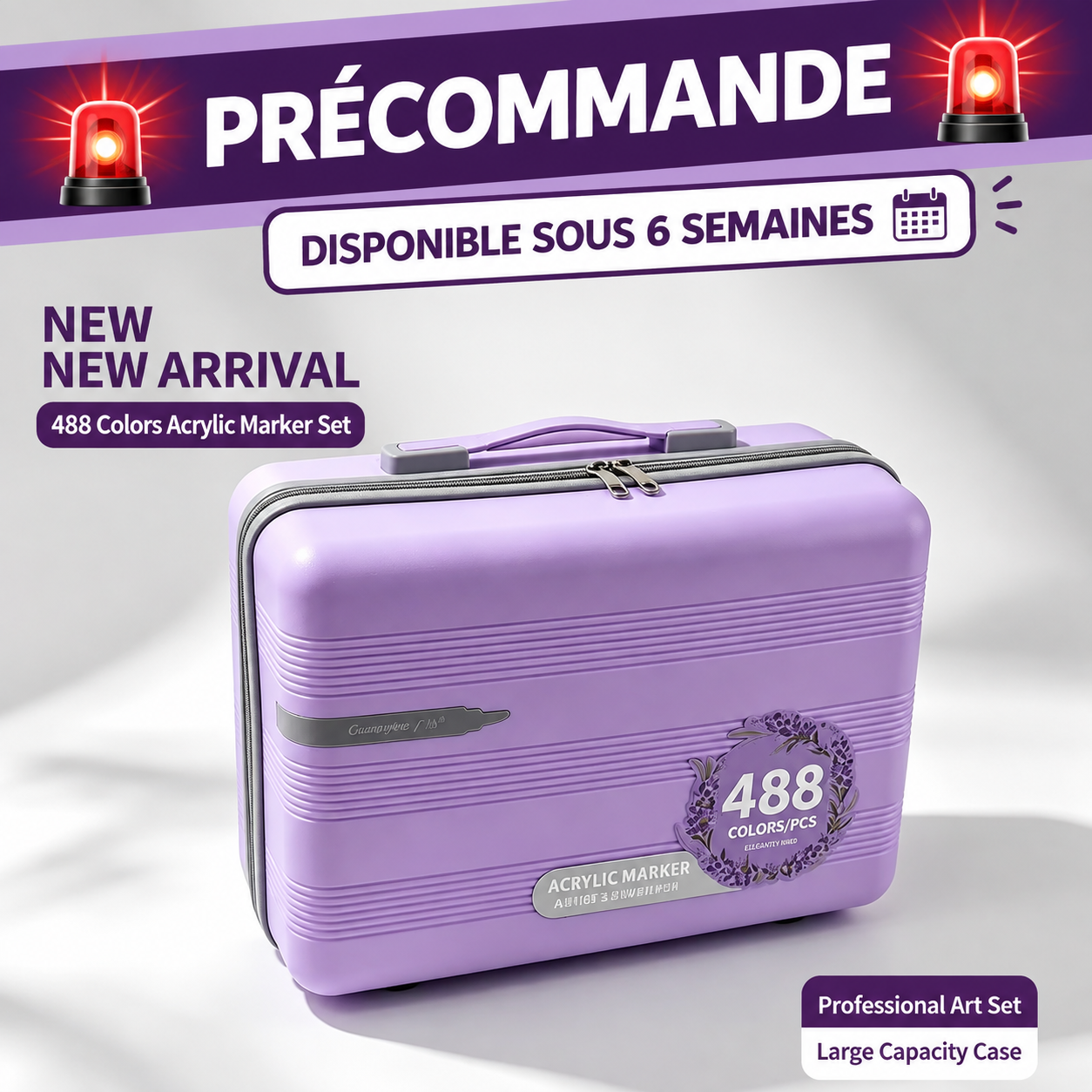 Valise guangna 488 🚨 ATTENTION — PRÉCOMMANDE 🚨
📦 Disponible sous 6 semaines, car actuellement en fabrication.

💜 Valise GUANGNA 488 feutres acryliques
🎨 488 couleurs pour encore plus de créativité !

📬 Dès réception de mon stock, votre commande sera